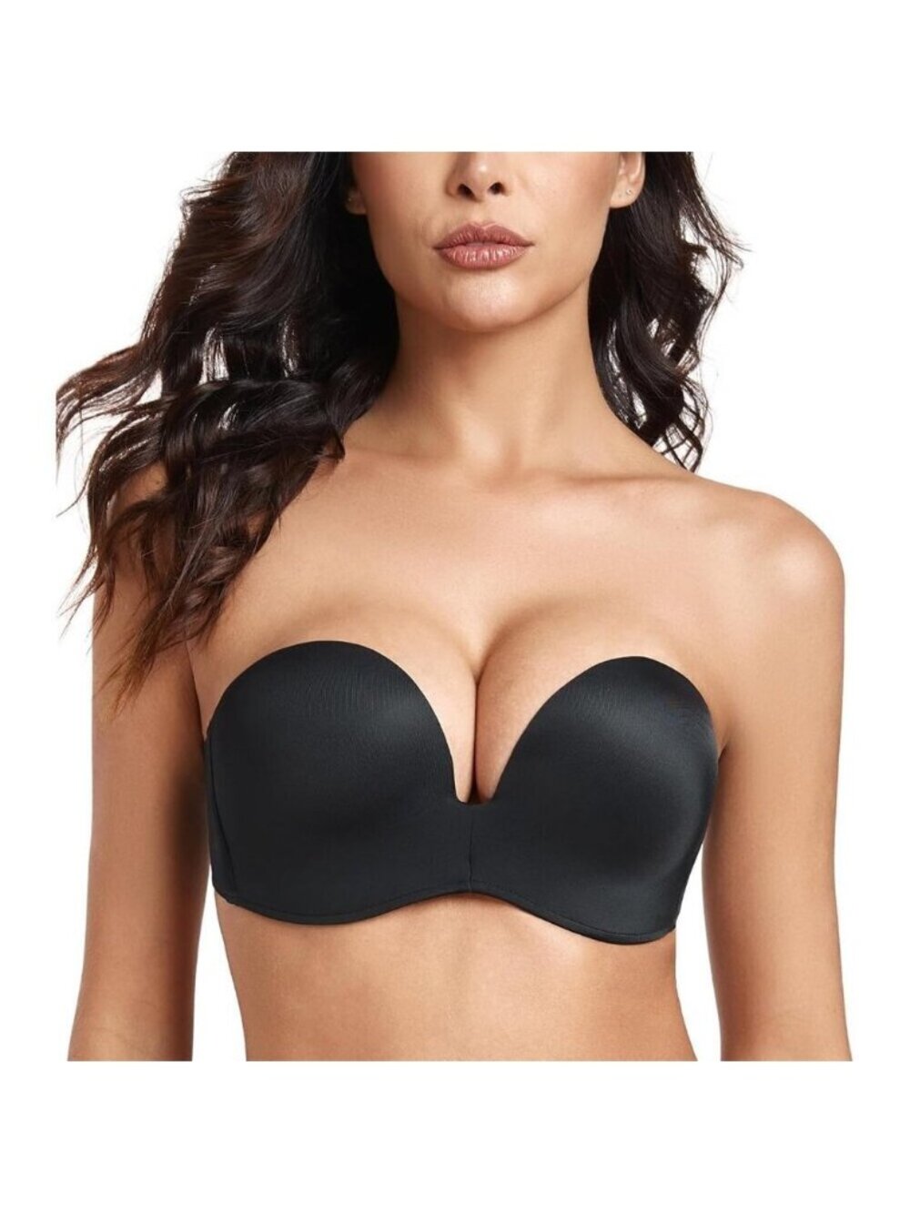 Women's Black Strapless Bra Push Up Anti-slip Support Lift Up Wire-free Bra